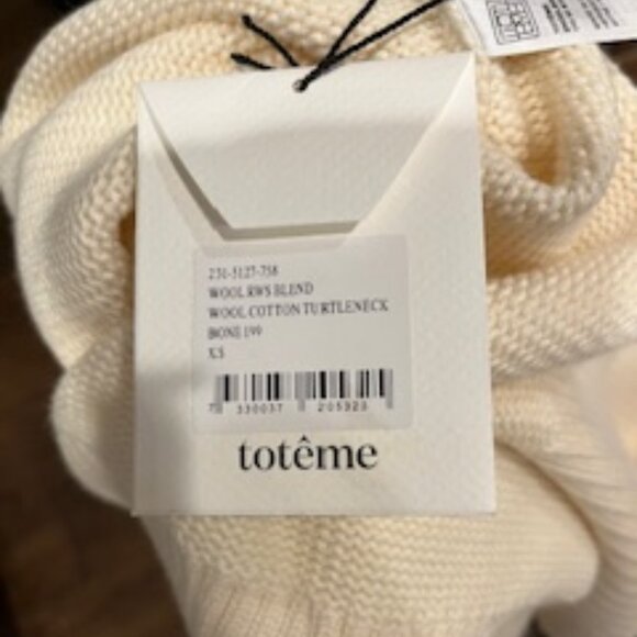 Toteme Signature Wool and Cotton Turtleneck, Cream, XS - Picture 5 of 12